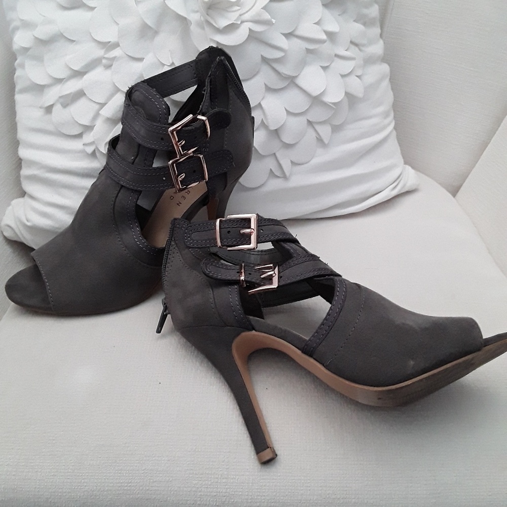 Grey suede Lauren Conrad heels